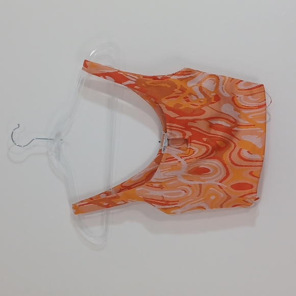 ZARA orange jacquard TOP ONLY Small NEW - Picture 2 of 7
